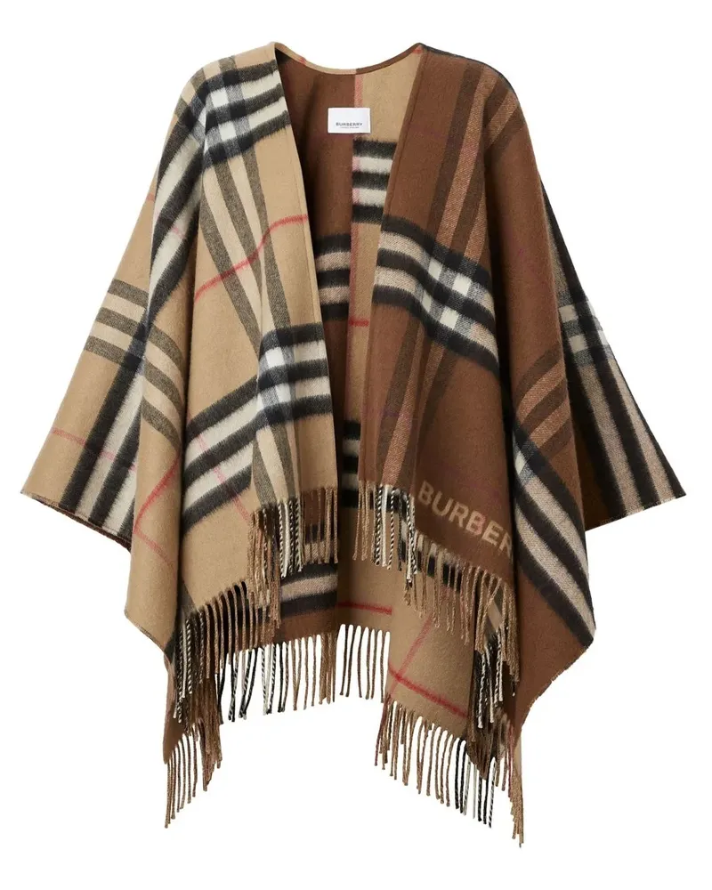 Burberry Kariertes Cape mit Fransen - Braun Braun