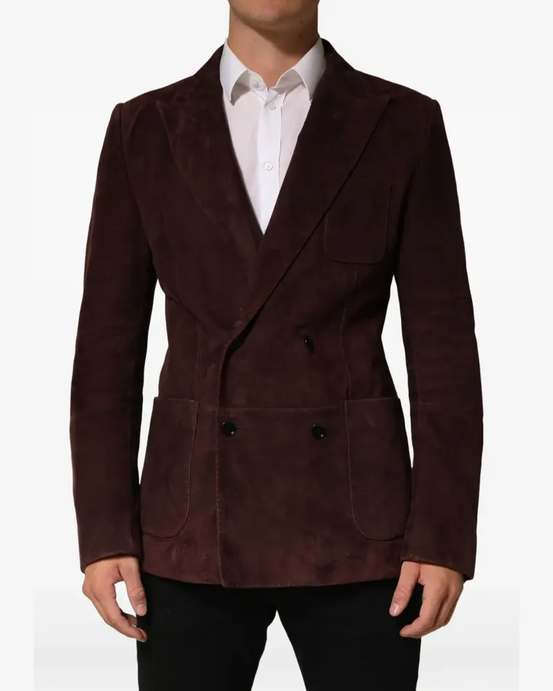 Dolce & Gabbana double-breasted suede blazer - Braun Braun