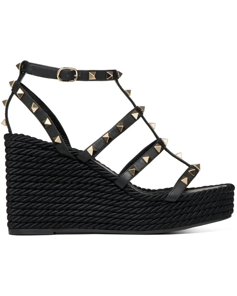 Valentino Garavani Rockstud Wedge-Espadrilles 95mm - Schwarz Schwarz