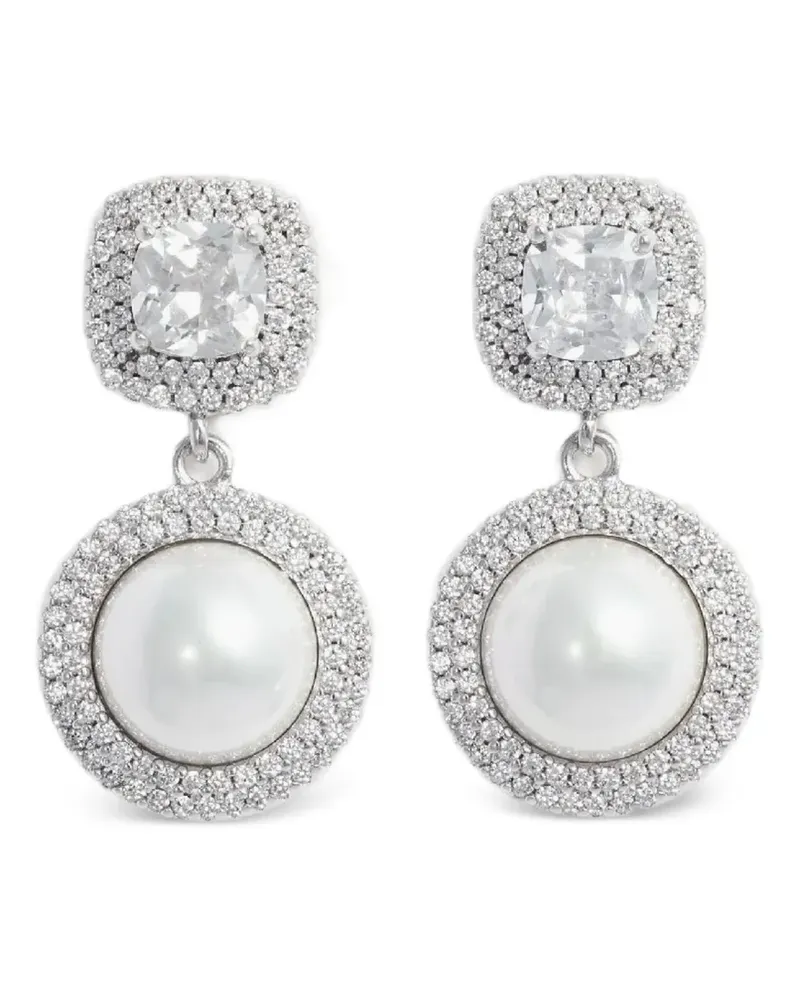 Self-Portrait crystal pearl drop earrings - Silber Silber