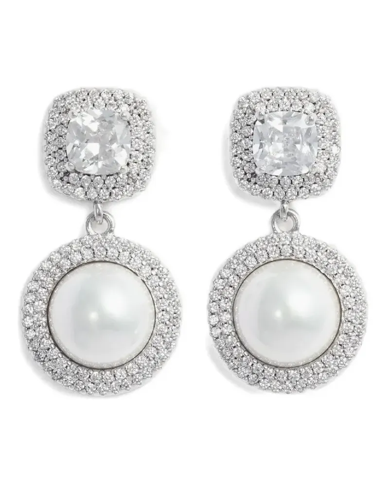Self-Portrait crystal pearl drop earrings - Silber Silber