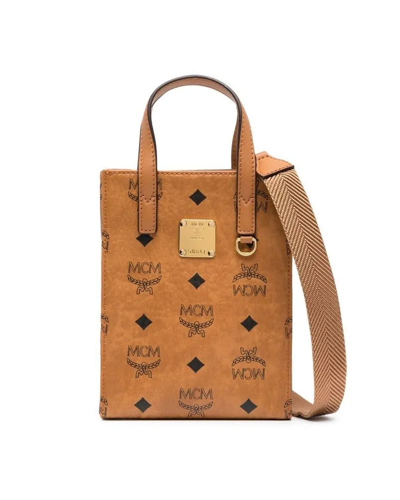 MCM Kleine Aren Handtasche mit Logo - Braun Braun