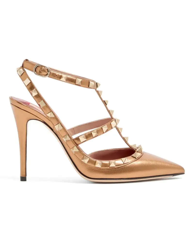 Valentino Garavani Rockstud pumps in laminated nappa leather 100mm - Gold Gold