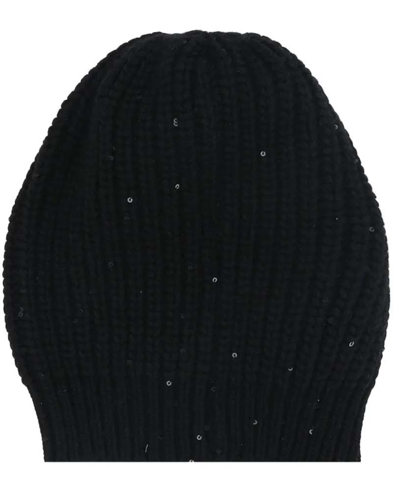 Brunello Cucinelli sequined rib knit beanie - Schwarz Schwarz