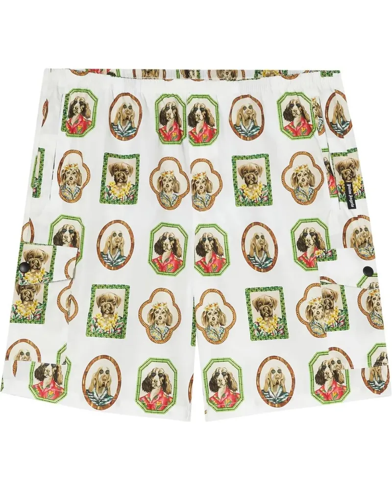 Palm Angels Badeshorts mit Hunde-Print - Weiß Weiß