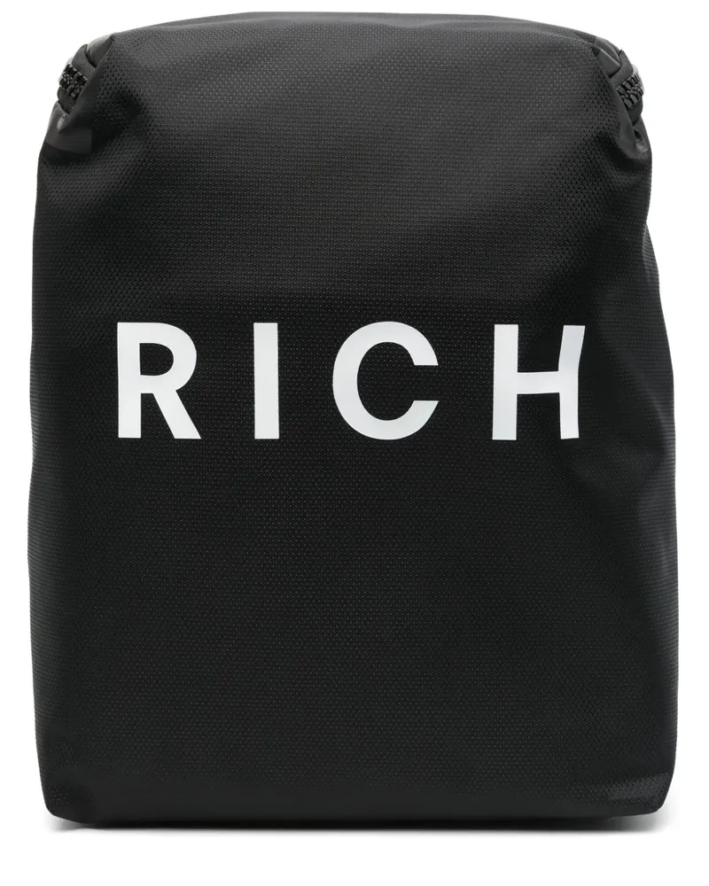 John Richmond Rucksack mit Logo-Print - Schwarz Schwarz
