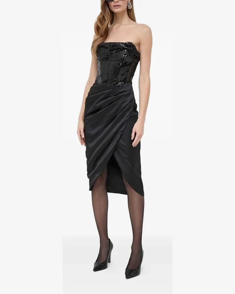 Bardot Asymmetrisches Kleid - Schwarz Schwarz
