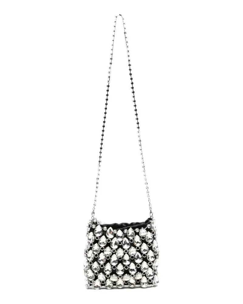 Self-Portrait Chainmail crystal-embellishment shoulder bag - Silber Silber