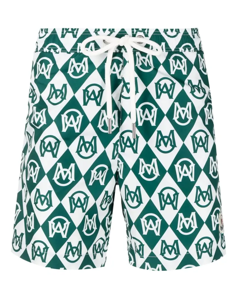 Moncler Badeshorts mit Monogramm-Print - Grün Grün