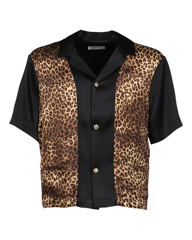 Ernest W. Baker leopard-print panelled shirt - Schwarz Schwarz