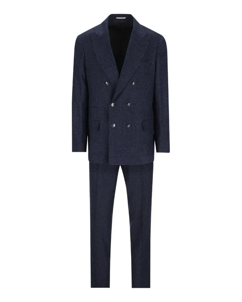 Brunello Cucinelli check double-breasted suit - Blau Blau