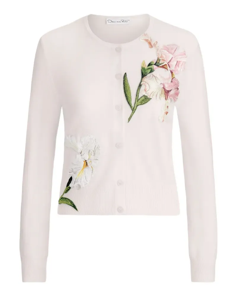 Oscar de la Renta floral-embroidered cardigan - Rosa Rosa