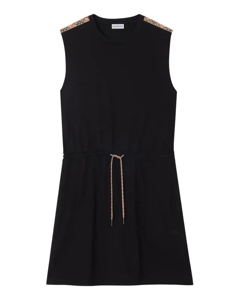 Burberry check trim cotton jersey dress - Schwarz Schwarz
