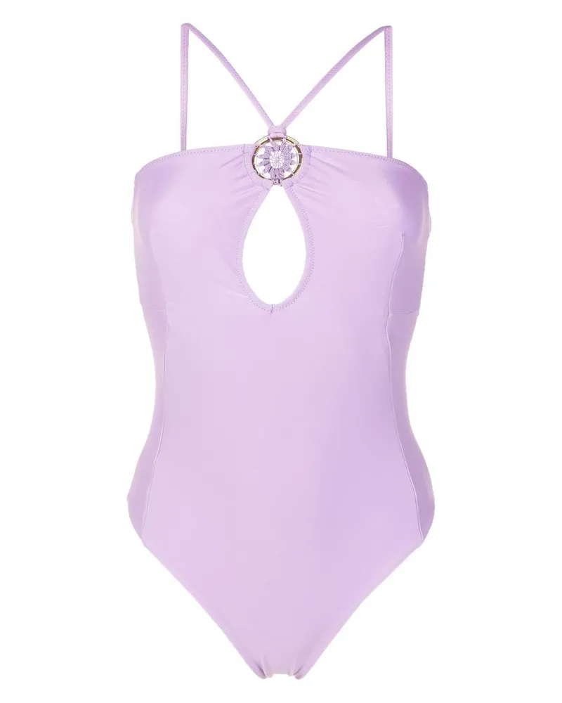 Amir Slama Neckholder-Badeanzug - Violett Violett