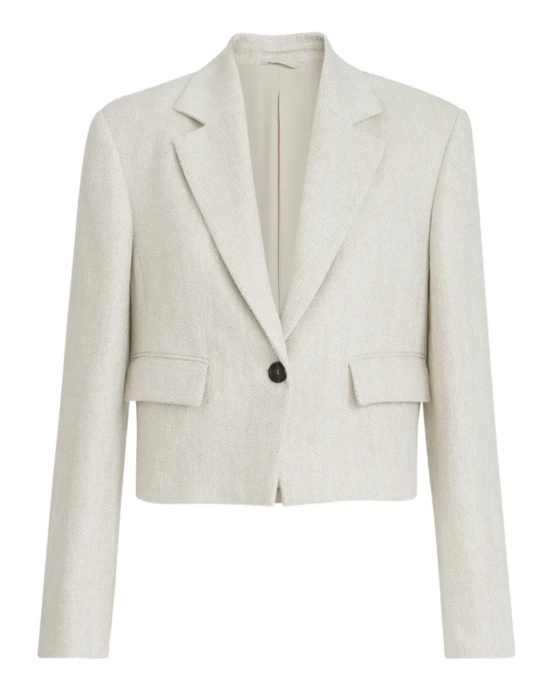Brunello Cucinelli chevron-pattern cropped blazer - Nude Nude