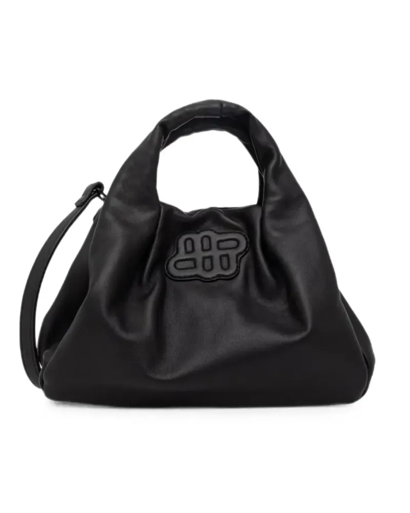 MUNTHE small Lixia logo-patch ruched tote bag - Schwarz Schwarz