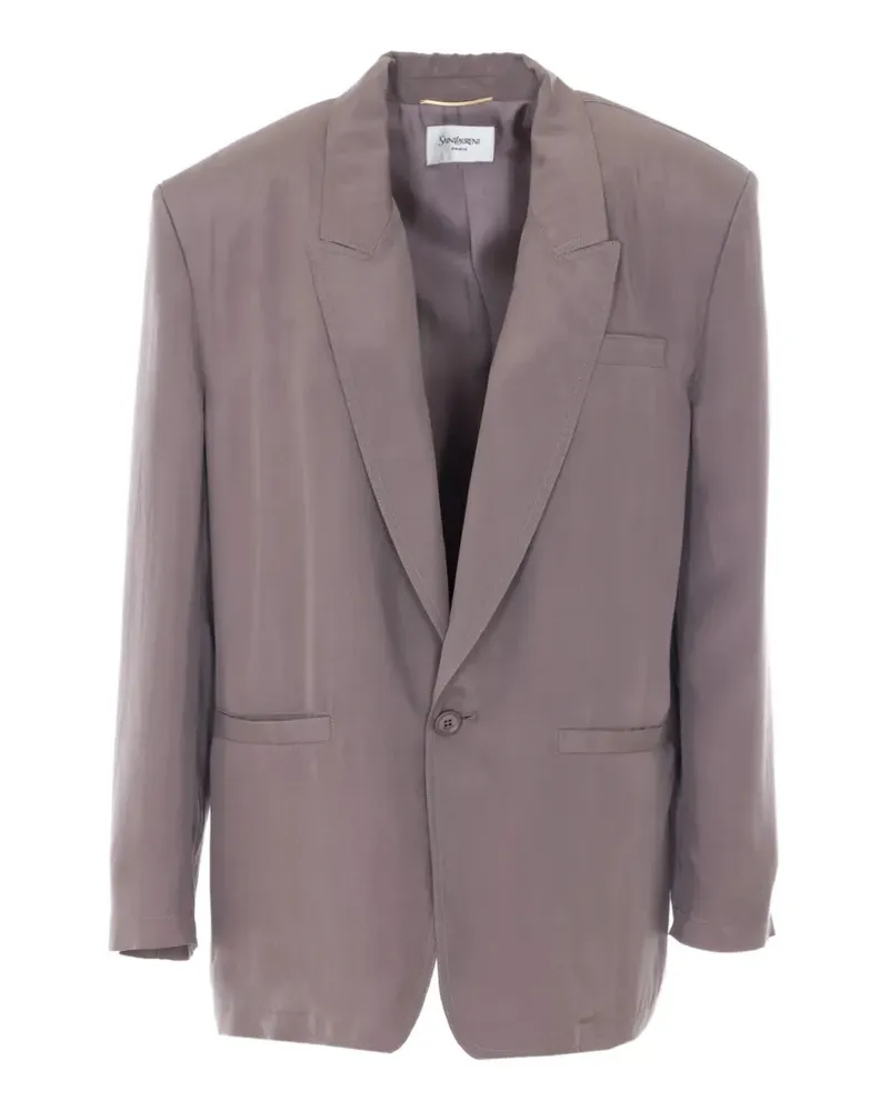 Saint Laurent button-fastening silk jacket - Braun Braun