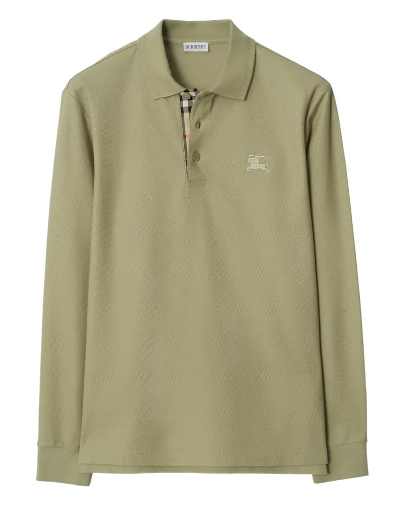 Burberry Langärmeliges Poloshirt mit Ritteremblem - Grün Grün