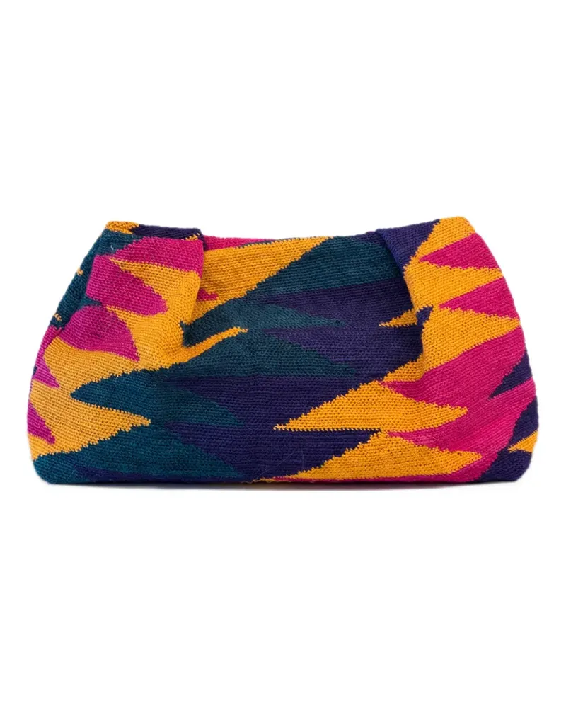Sensi Studio medium sisal abstract-pattern clutch bag - Blau Blau