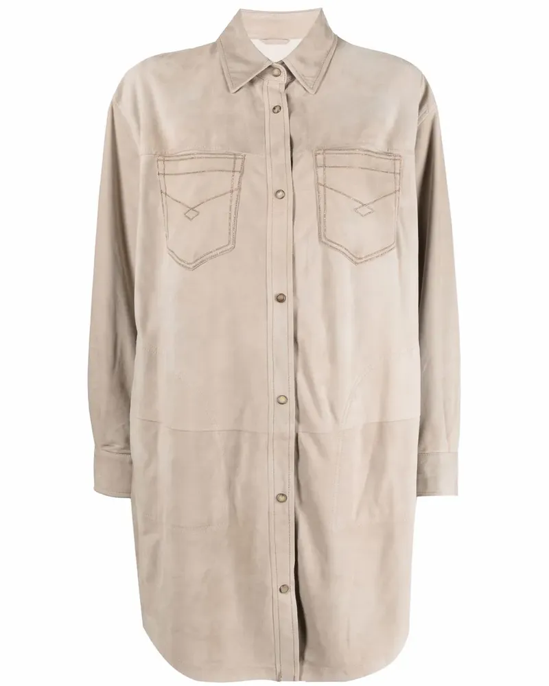 Brunello Cucinelli Lange Hemdjacke - Nude Nude