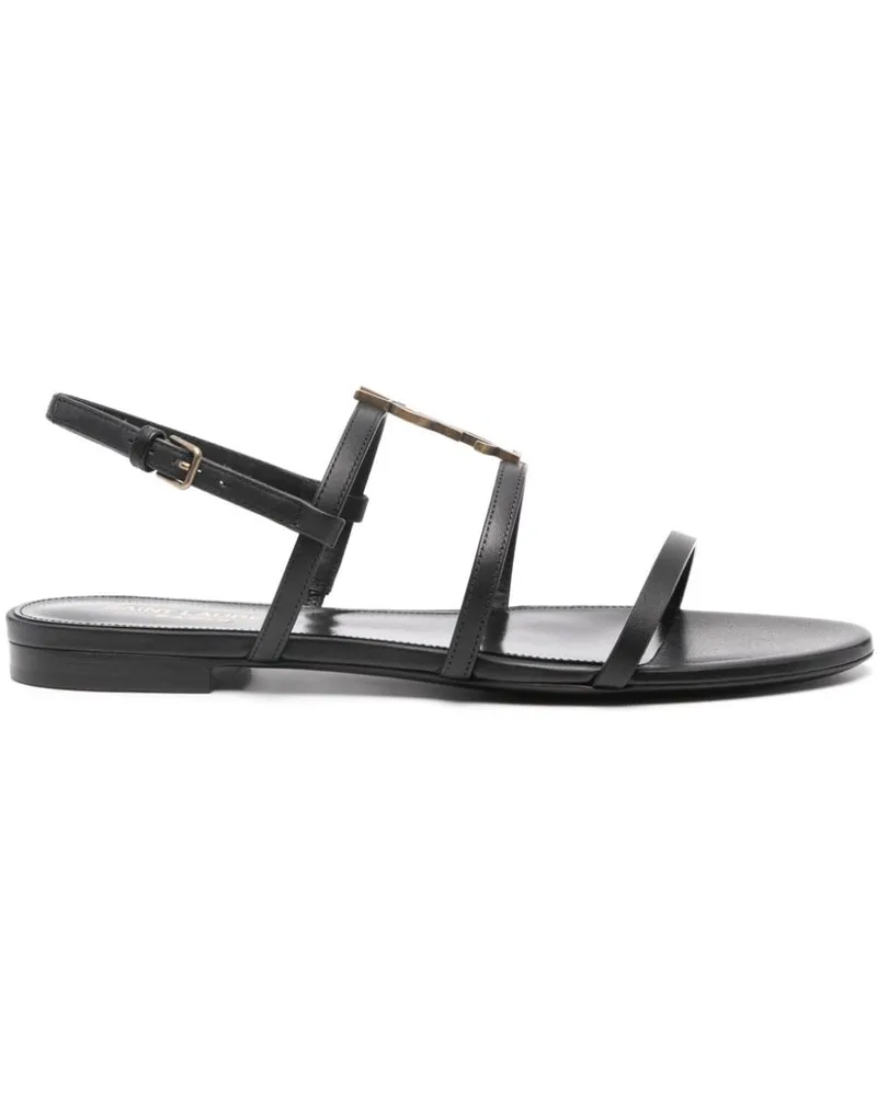 Saint Laurent Flache New Cassandra Sandalen - Schwarz Schwarz