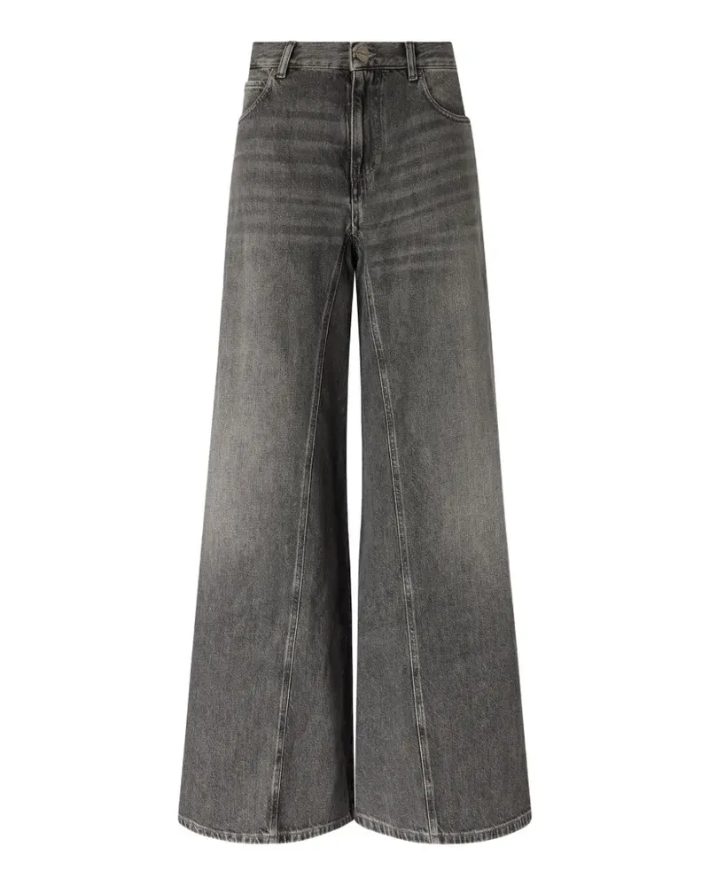 Pinko flared jeans with super wide leg in black denim - Grau Grau