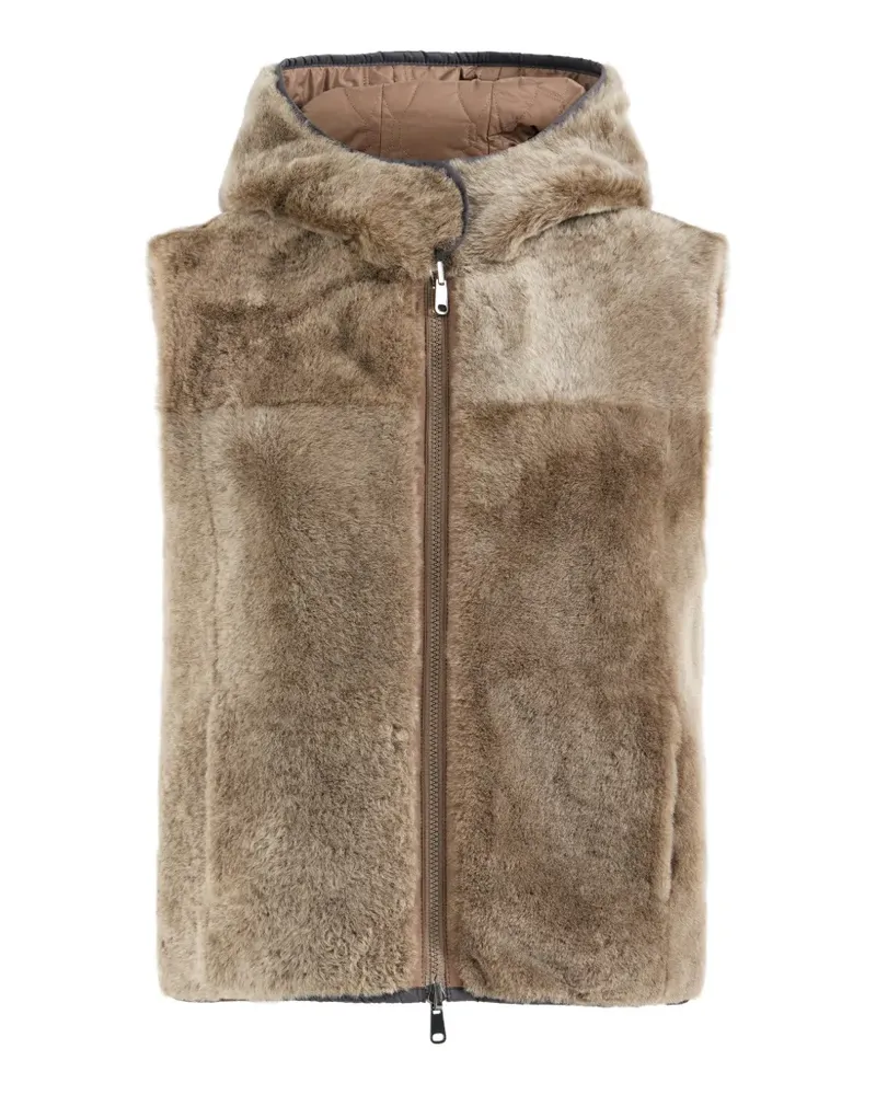 Brunello Cucinelli Wendbare Shearling-Weste mit Thermore®-Wattierung und Kapuze - Braun Braun