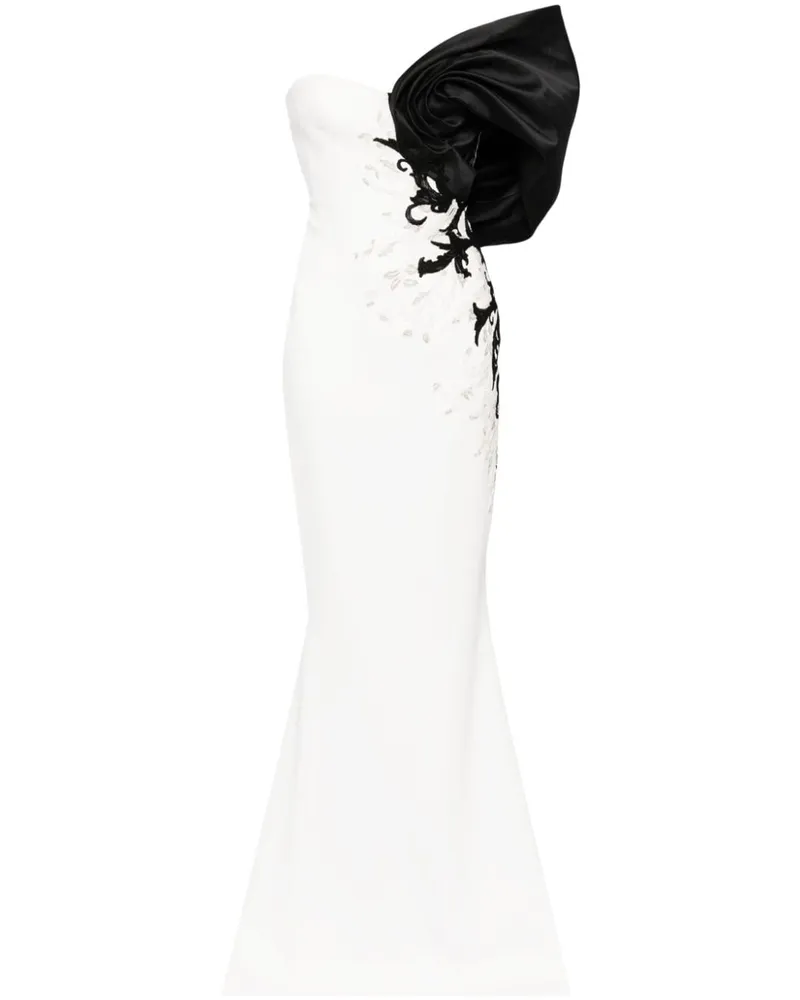 Saiid Kobeisy Bestickte One-Shoulder-Robe - Weiß Weiß