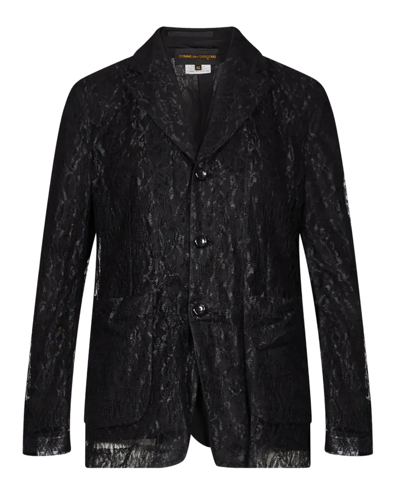 Comme des Garçons Mantel mit Spitzenmuster und fallendem Revers - Schwarz Schwarz