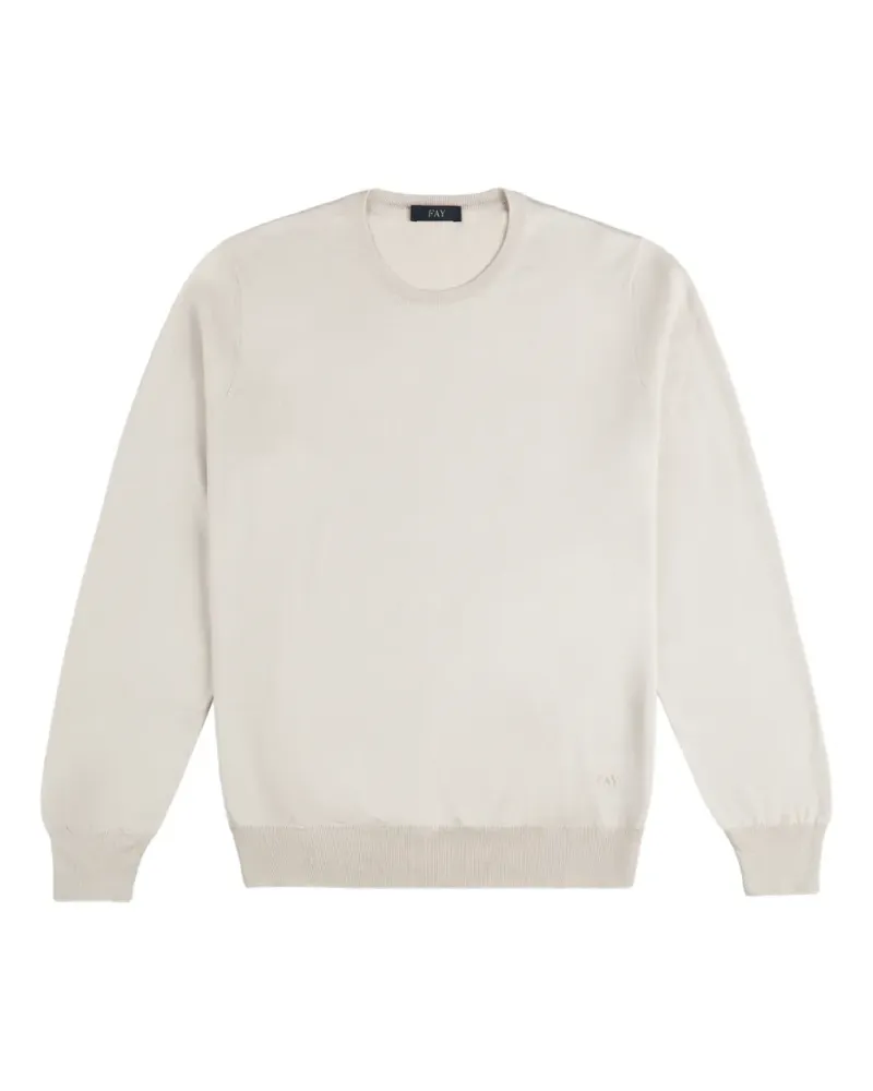 Fay logo-embroidered crew-neck sweater - Nude Nude