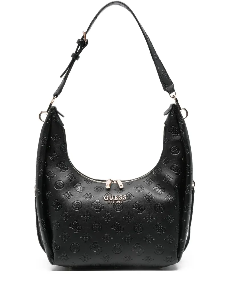 Guess Phoebe Schultertasche mit 4G-Prägung - Schwarz Schwarz