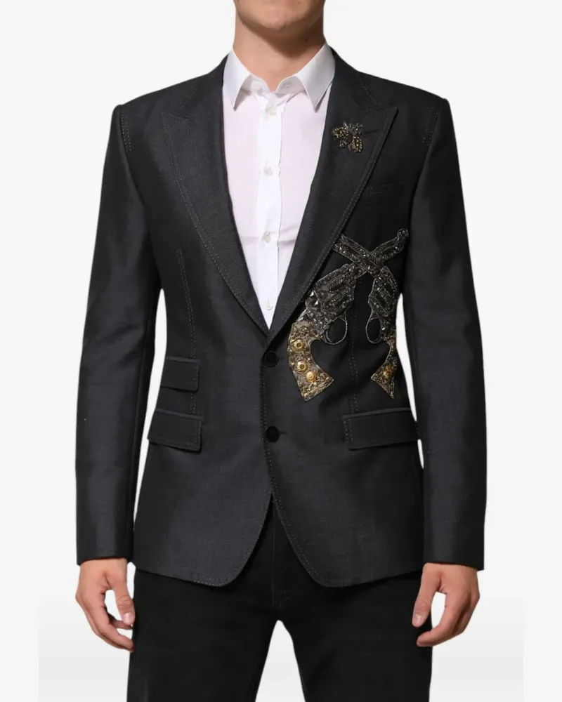 Dolce & Gabbana Sakko mit Bienen-Patch - Grau Grau