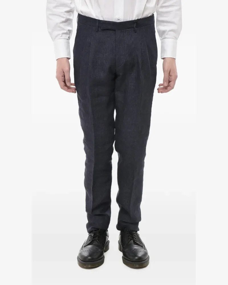 Corneliani pleated linen trousers - Blau Blau