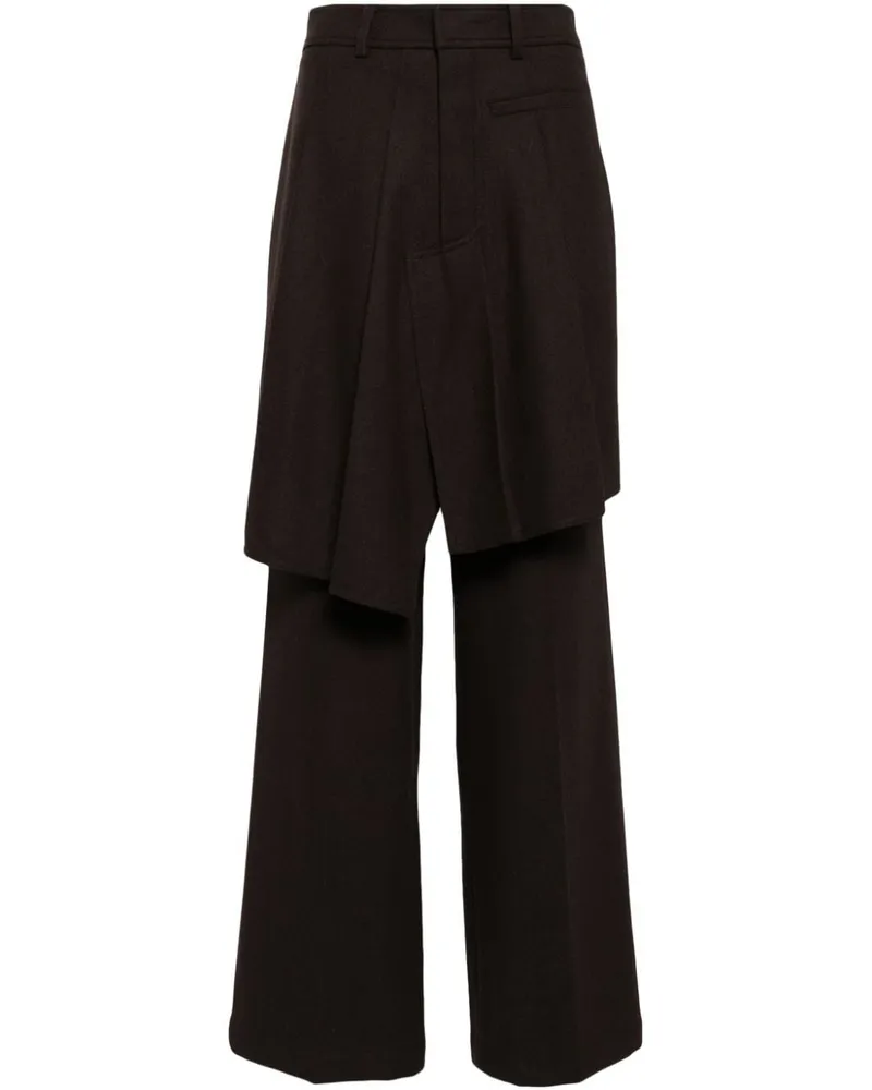 GOEN.J Gerade Hose mit asymmetrischen Falten - Braun Braun