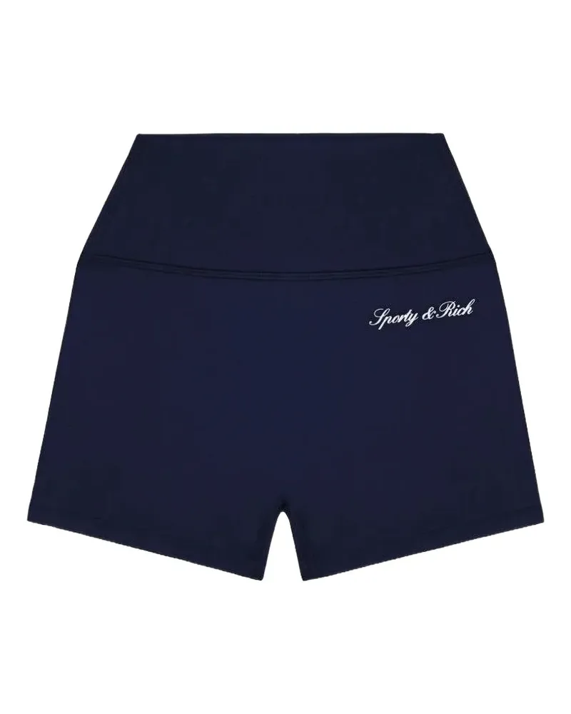 SPORTY & RICH Kurze Shorts mit Logo-Print - Blau Blau