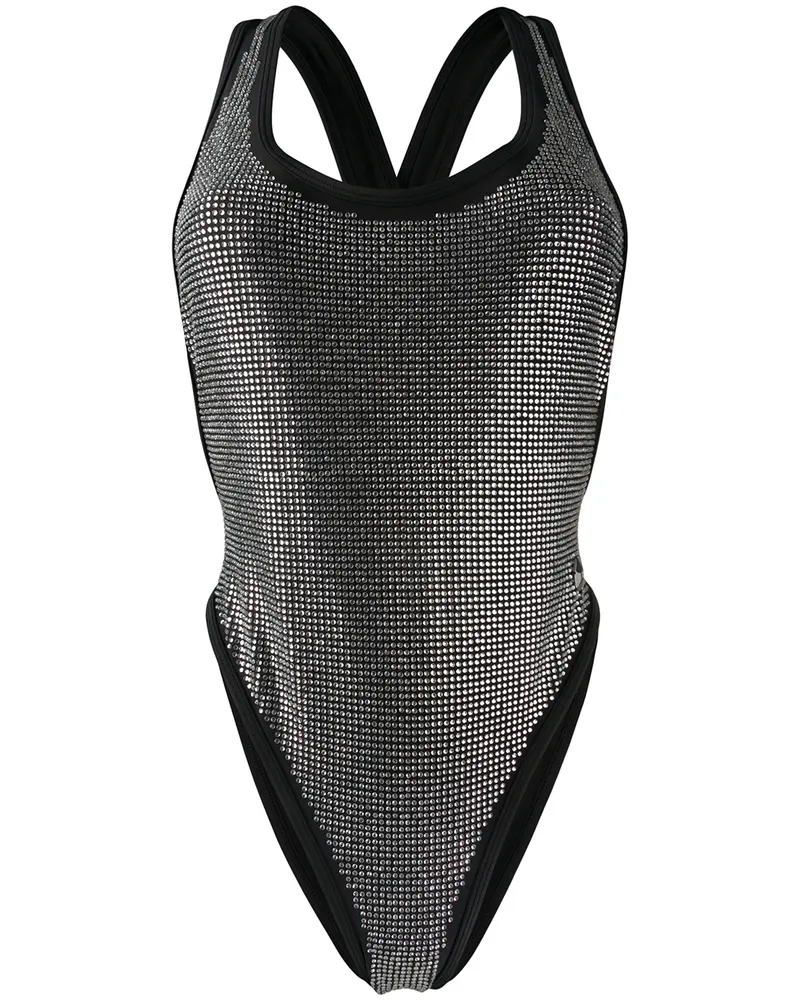 Philipp Plein Badeanzug mit Kristallen - Schwarz Schwarz