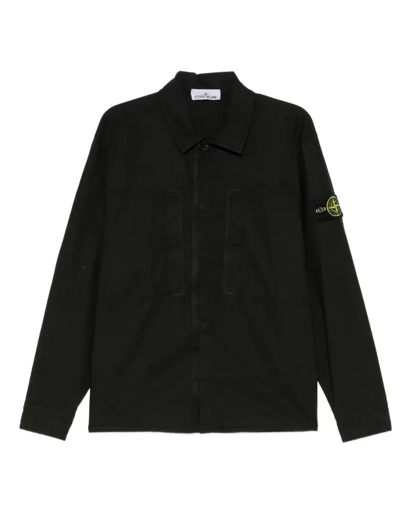 Stone Island Hemd mit Logo-Patch - Schwarz Schwarz