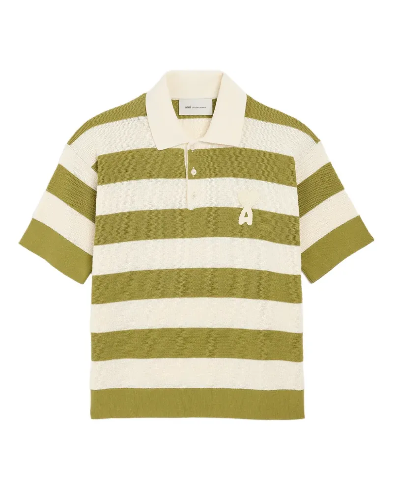 AMI Paris Poloshirt mit Besatzstreifen - Grün Grün
