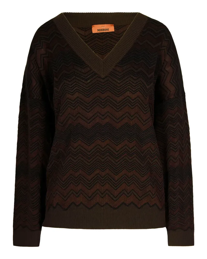 Missoni V-Ausschnitt-Pullunder mit Zickzackmuster - Braun Braun