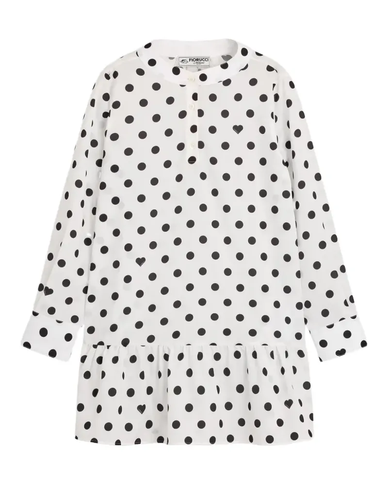 Fiorucci Polka Dot Crepe de Chine Ruffled mini dress - Weiß Weiß