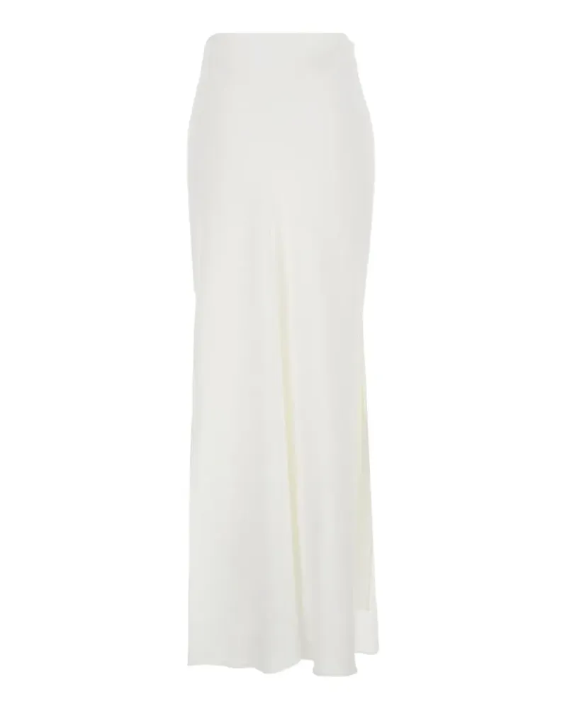 Brunello Cucinelli long satin side-slit skirt - Weiß Weiß