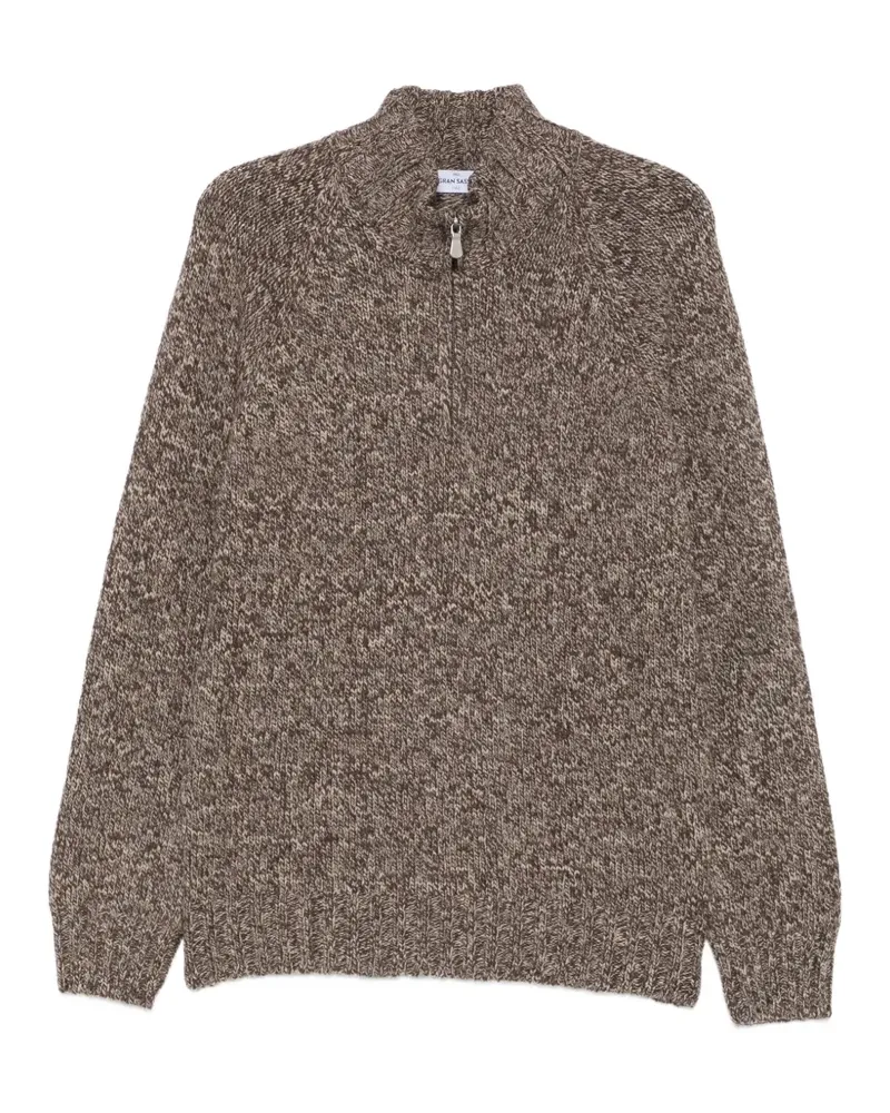 Gran Sasso Melierter Pullover mit kurzem Reißverschluss - Braun Braun