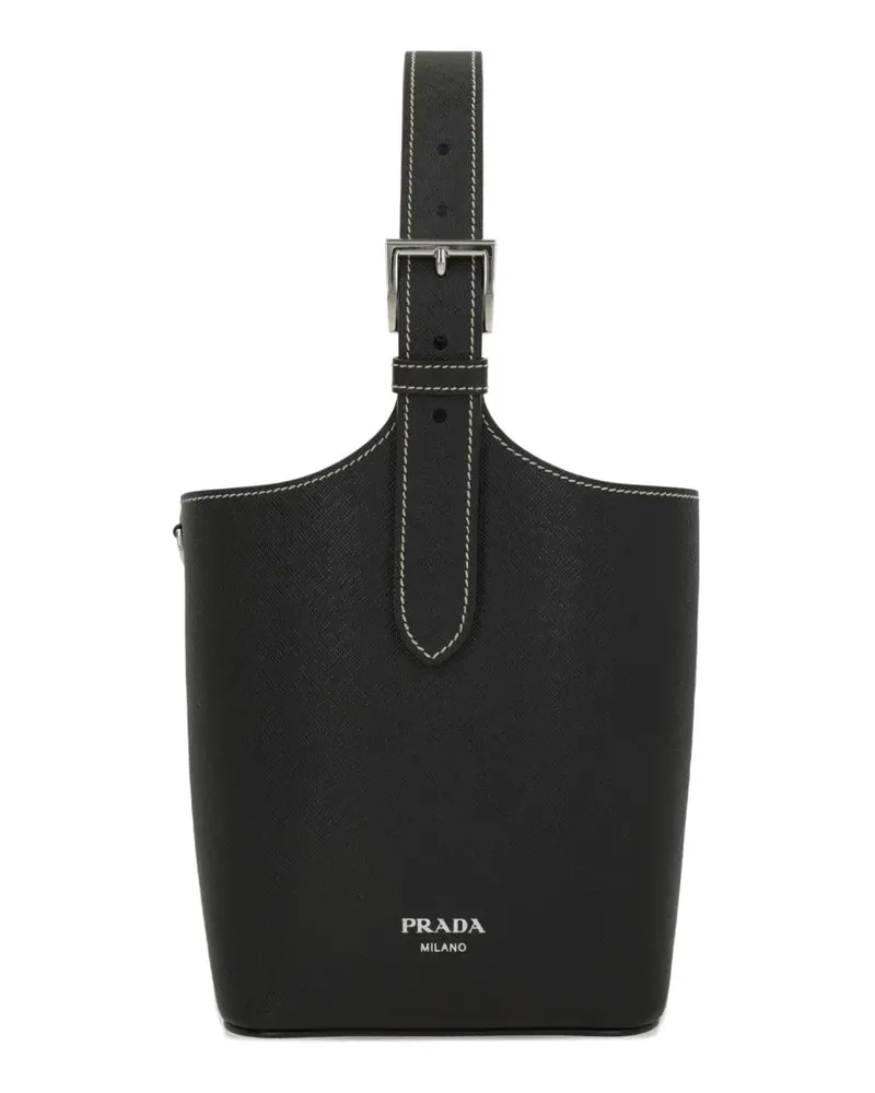 Prada logo-embossed bucket bag - Schwarz Schwarz