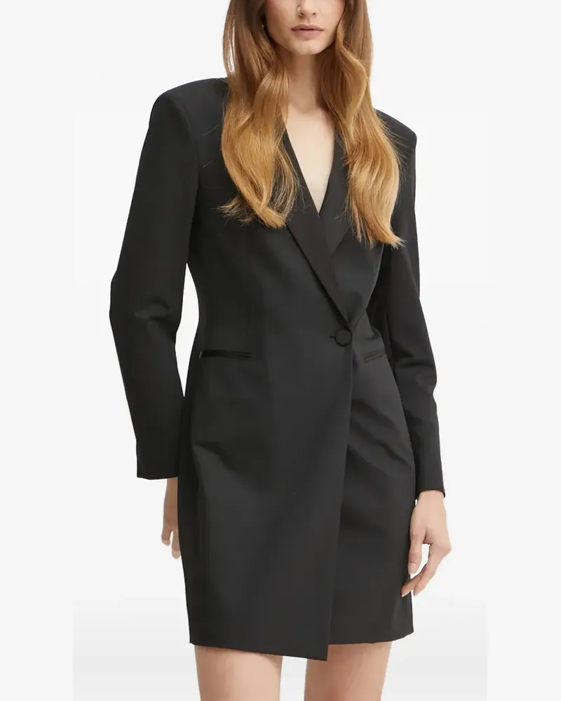 HUGO BOSS Dackea Minikleid mit geknöpftem Revers - Schwarz Schwarz