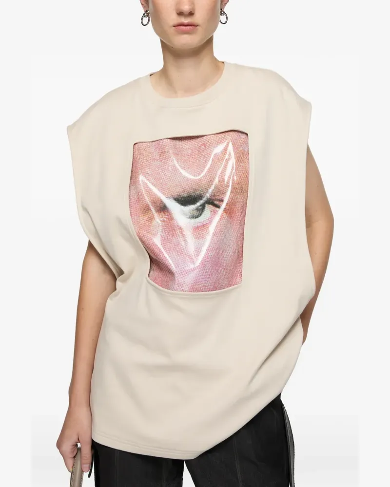 Acne Studios Top mit Logo-Print - Nude Nude