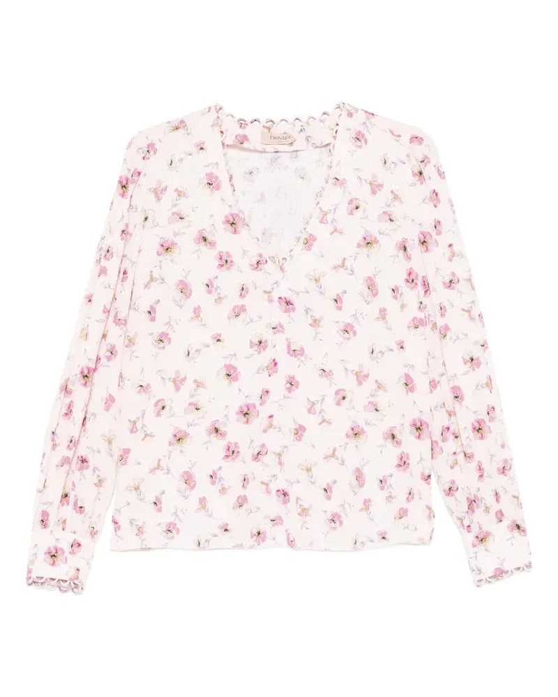 Twin-Set floral V-neck blouse - Rosa Rosa