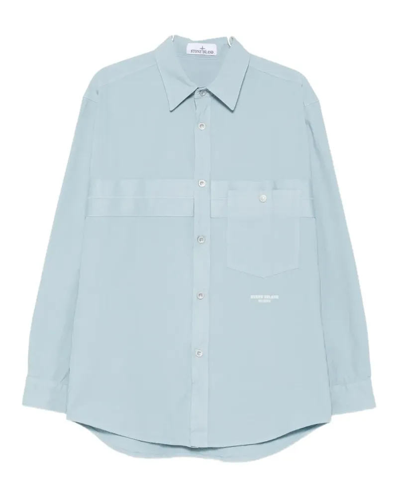 Stone Island logo-embroidered shirt - Blau Blau