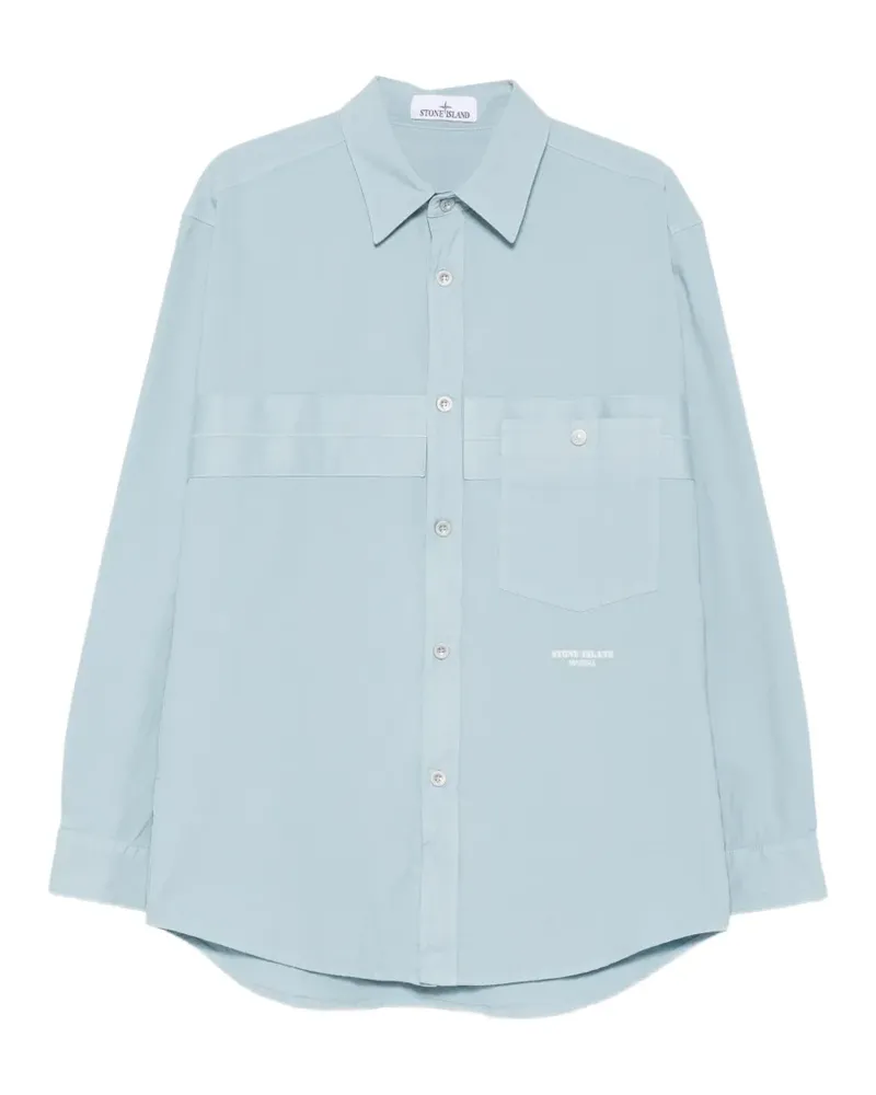 Stone Island logo-embroidered shirt - Blau Blau
