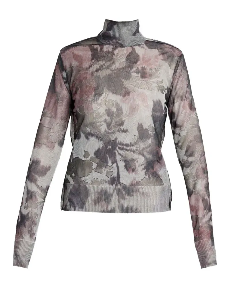 Erdem floral-print jacquard turtleneck sweater - Grau Grau