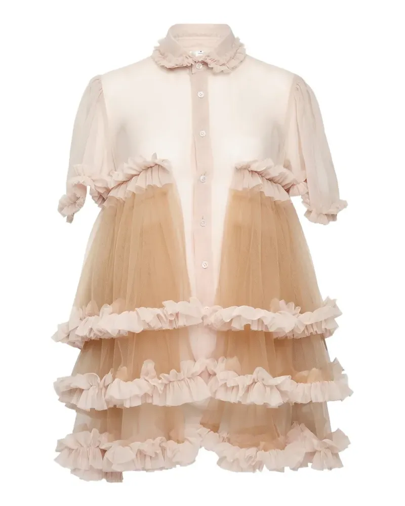 Noir Kei Ninomiya Georgette ruffled blouse - Nude Nude